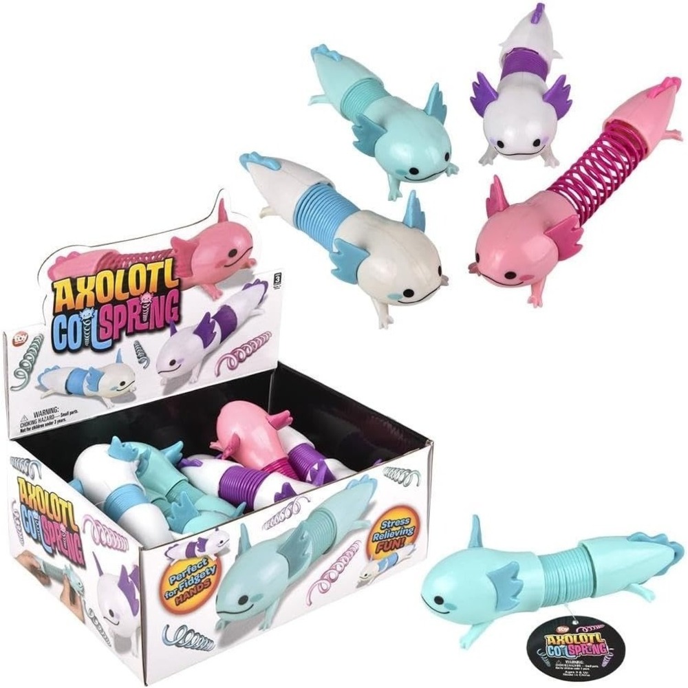 Case of 12 One Axolotl Coil Spring Fidget Toys All New w/ Tags + Counter Display